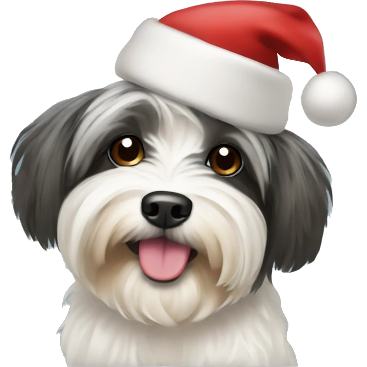 Havanese with Christmas hat emoji