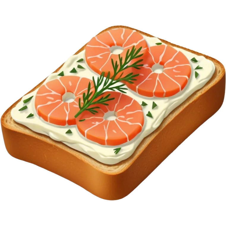 open-faced toast with smoked salmon, cream cheese, and dill emoji
