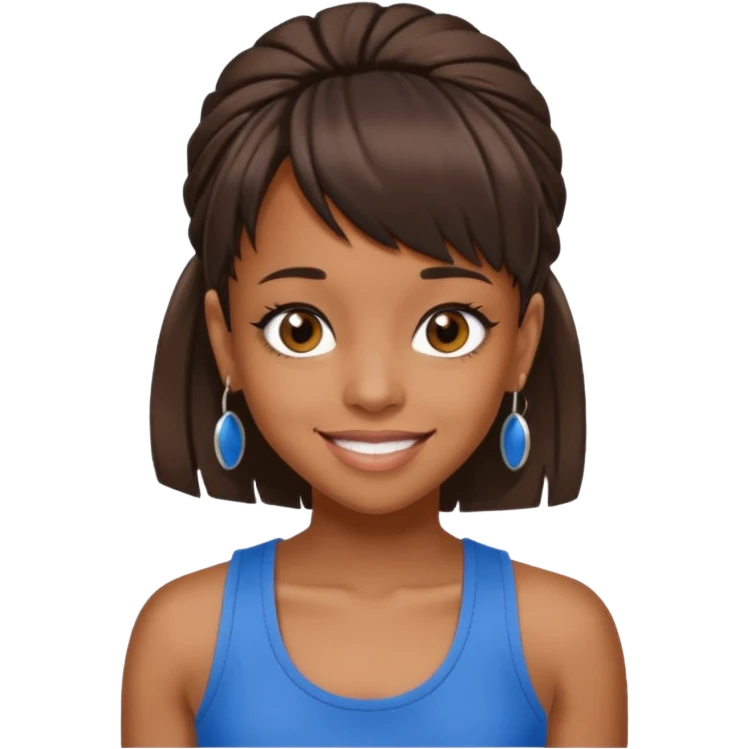 Lisa Left Eye Lopes brown eyes dark brown hair, blue tank top emoji