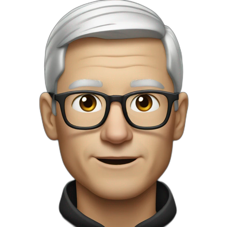tim cook with a black macbook pro emoji