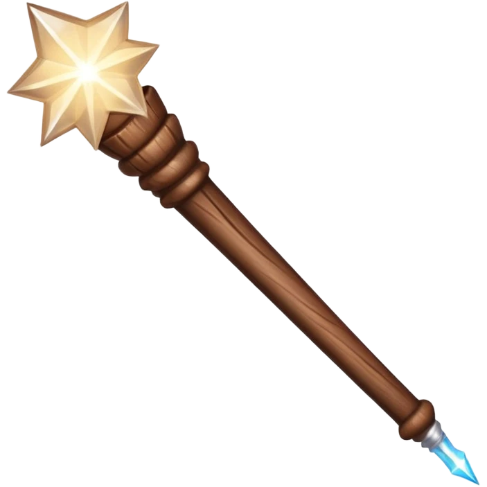 Wand – Wooden stick with glowing tip, sparkles of magic around it emoji