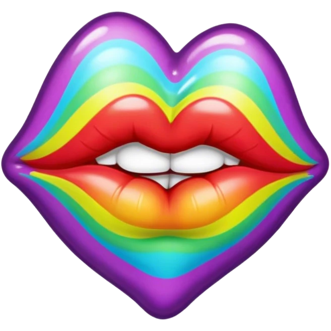 A psychedelic-colored sealed with a kiss mark emoji