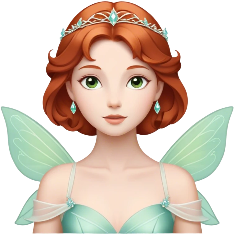 Cinematic Timeless Sleeping Beauty Portrait Emoji, rendered in a clean, vector style. Depict Aurora with delicate porcelain skin, elegantly arranged auburn hair, and a serene, graceful expression, dressed in her iconic gown. The design features bold, simplified shapes, a soft, enchanting glow, and a subtle glowing outline, capturing her timeless, fairy-tale beauty. emoji