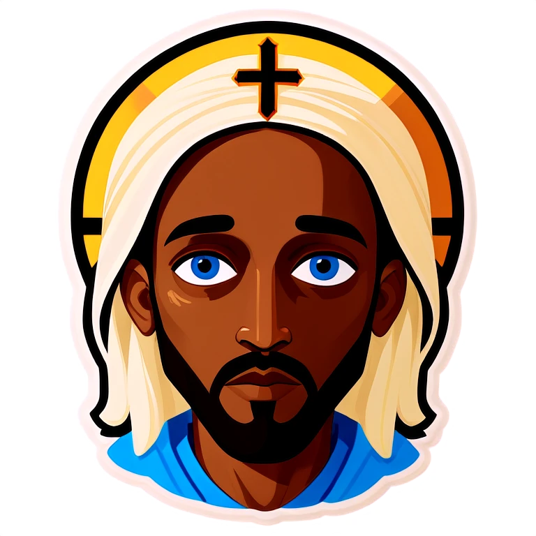 Black Jesus with blond hair and blue eyes emoji