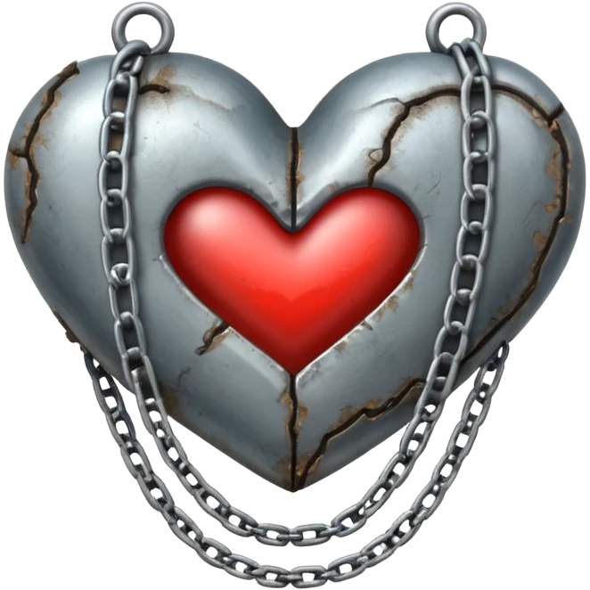 A metal heart with chains around emoji