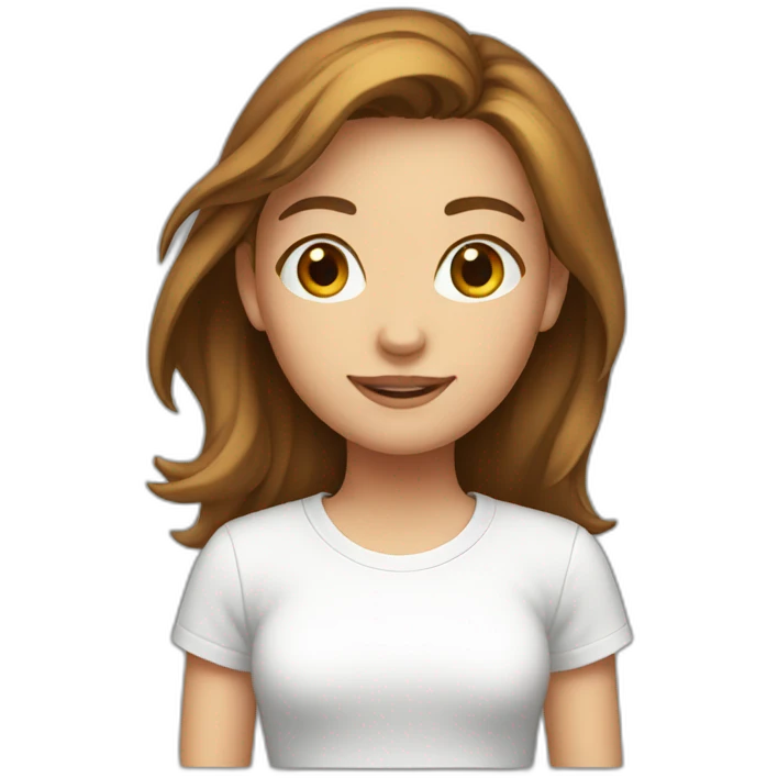 Girl with brown hair and white T shirt emoji