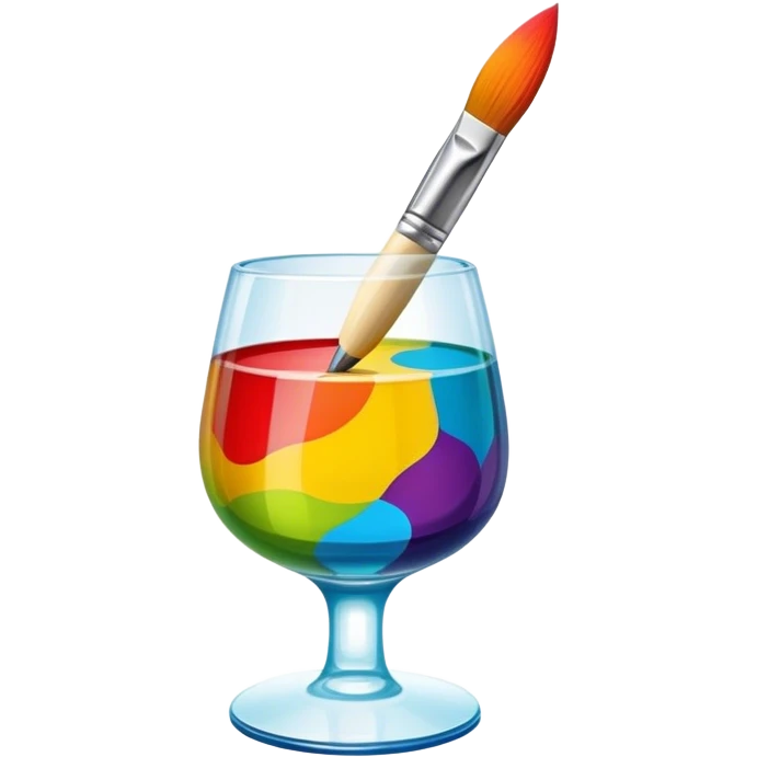 Glass painting icon, hand-painted colorful patterns on a glass surface, visible fine paintbrush and glass object like a vase or decorative plate, bright vibrant colors, no finished artwork, just the painting process, minimalistic style, clean lines, transparent background. emoji