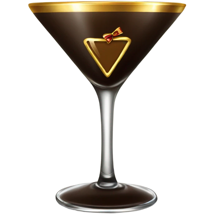 gold rimmed espresso martini glass with gold bow emoji
