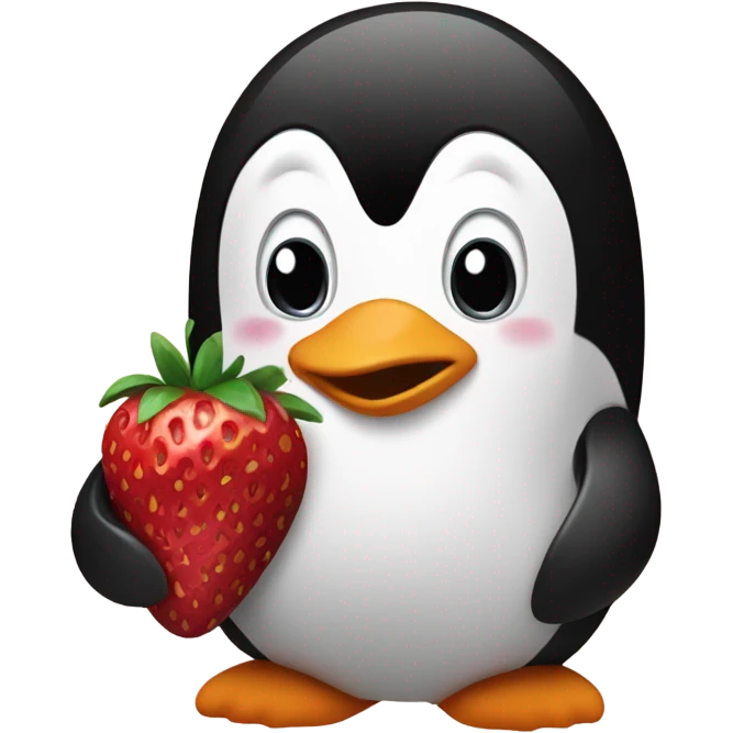 penguin eating chocolate strawberries  emoji