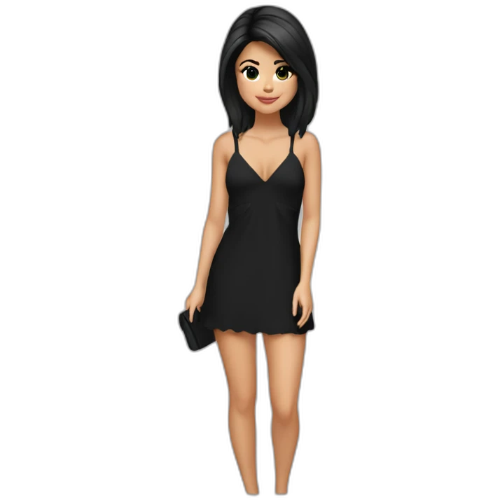 Selena gomez en mini robe noir emoji