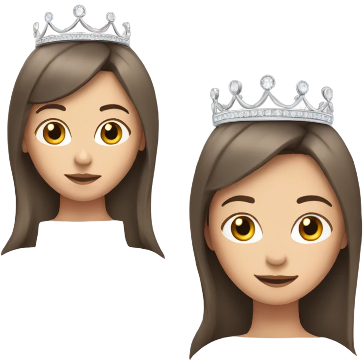 a girl with straight brown hair and fair skin with a silver tiara on her head emoji