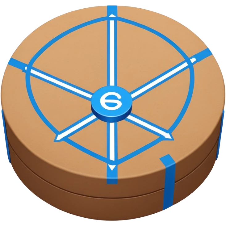 network in a circle form with blue lines and realistic brown boxes at intersection points emoji