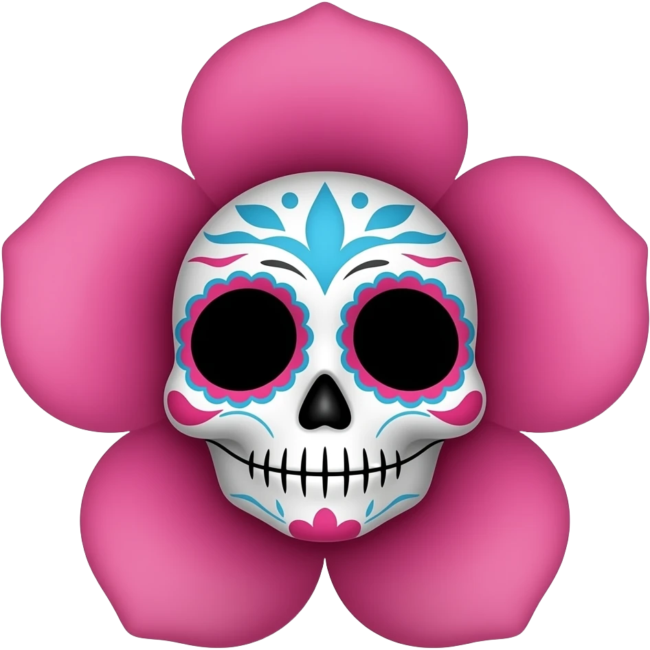 in a basic color, less detail, can you make the catrina face combined with an open flower? emoji