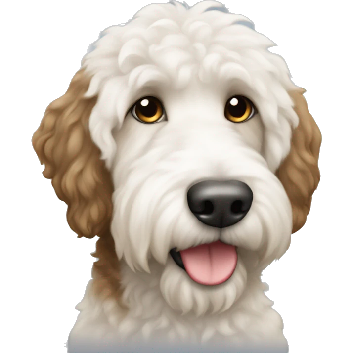 White and tan labradoodle tuxedo fur emoji