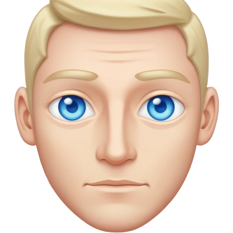 Bold man with blue eyes. Scerd.  emoji