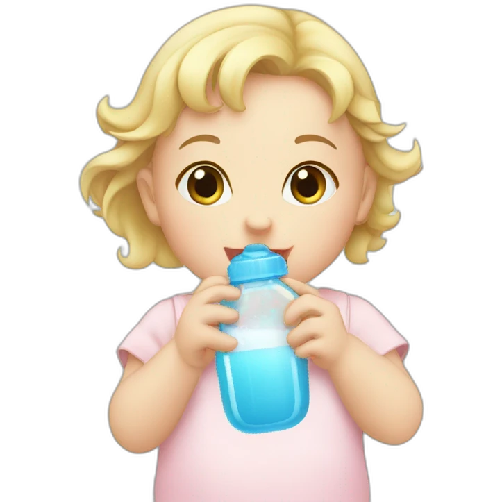 white baby girl drinking from the feeding bottle emoji