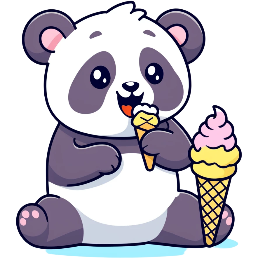 Panda eating ice cream emoji