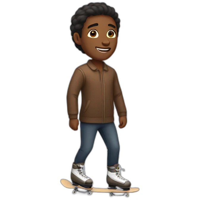 Skating brown skin man emoji