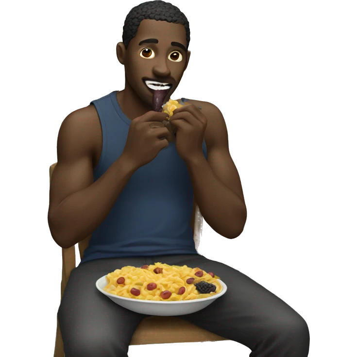 Black man eating  emoji
