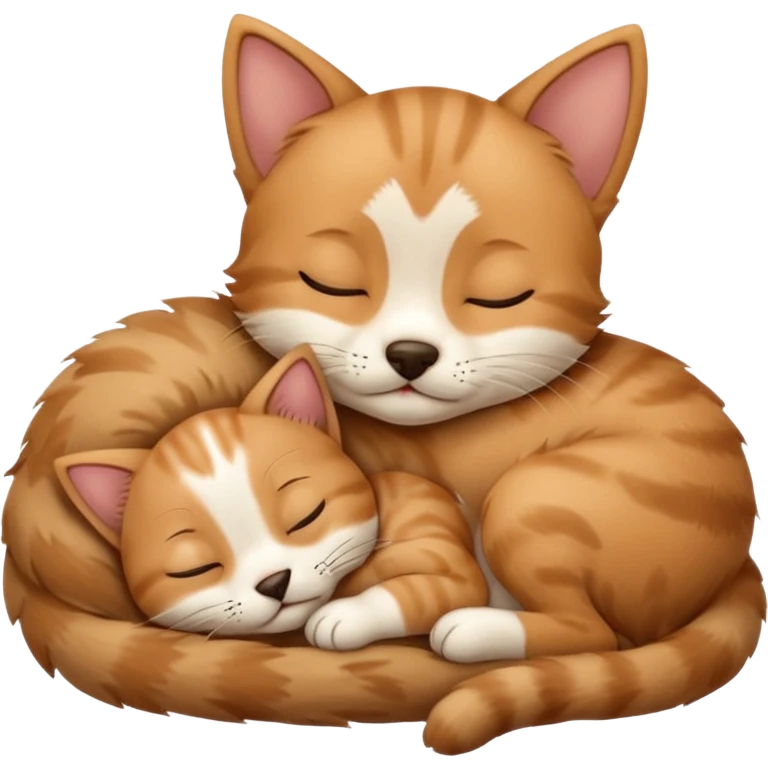 Kitten sleeping with dog puppy emoji