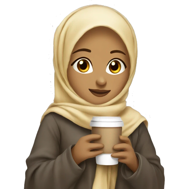 Blond Hijabi girl with blanket and coffe on her hand emoji