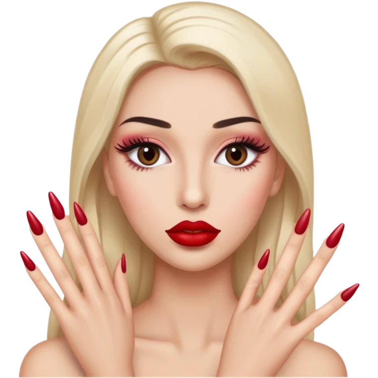 A SLAYYY emoji with nails and lipstick and eyelashed emoji