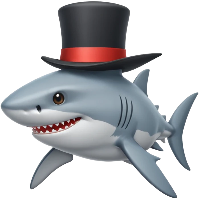 Shark with a top hat emoji