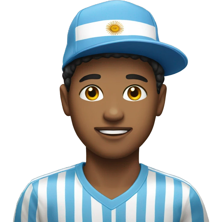 Young man with a hat and wearing Argentina T shirt  emoji