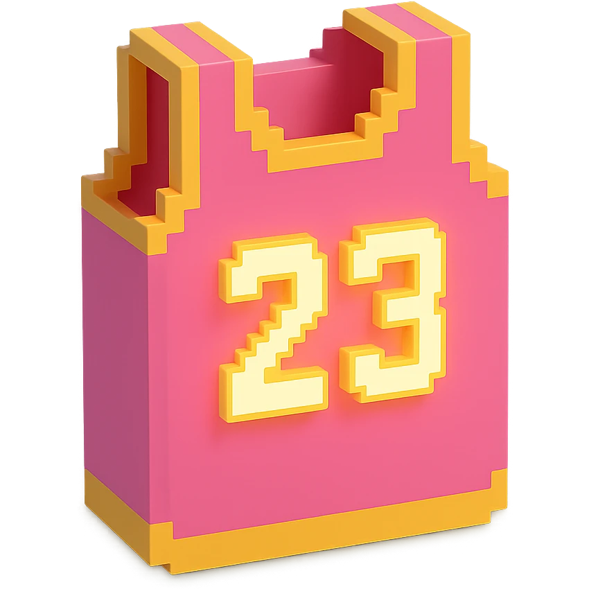 розовая баскетбольная майка со светящейся надписью "23", no background emoji
