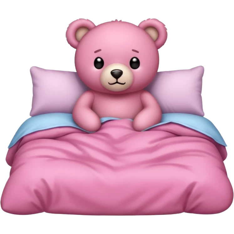 Fuzzy Pink teddy bear in bed  emoji