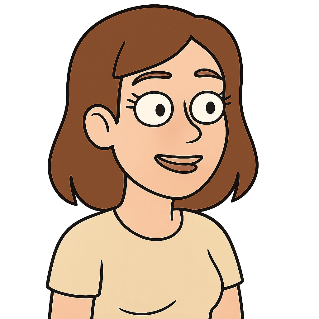 white girl with brown hair, light brown eyes, medium eyelashes, brown eyebrows, medium lips, medium nose in flat toon style emoji