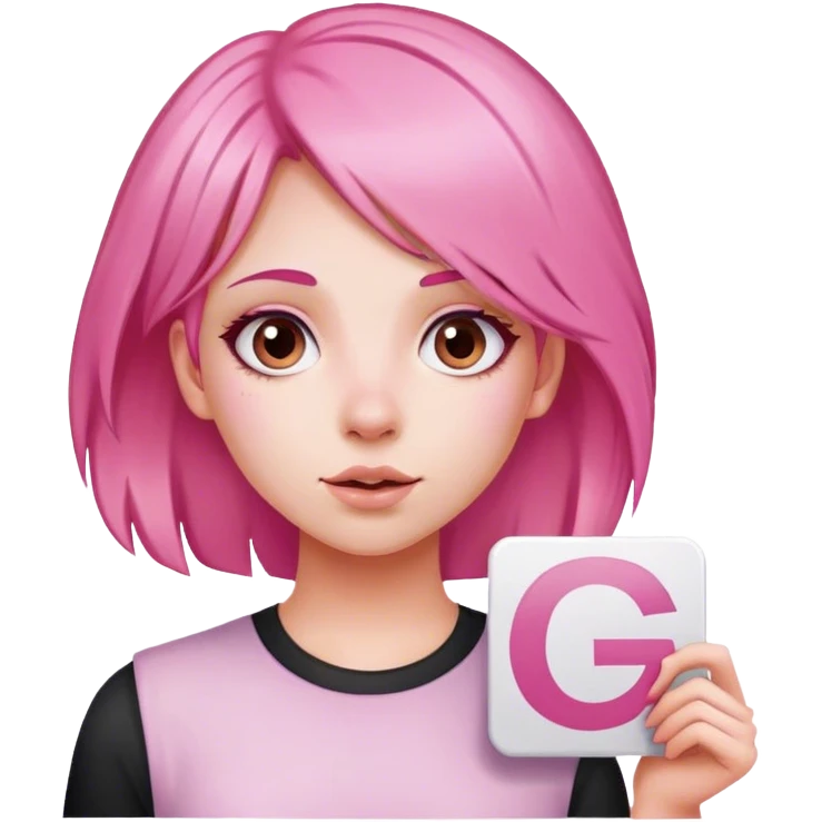 girl with pink hair sign saying "GG" emoji