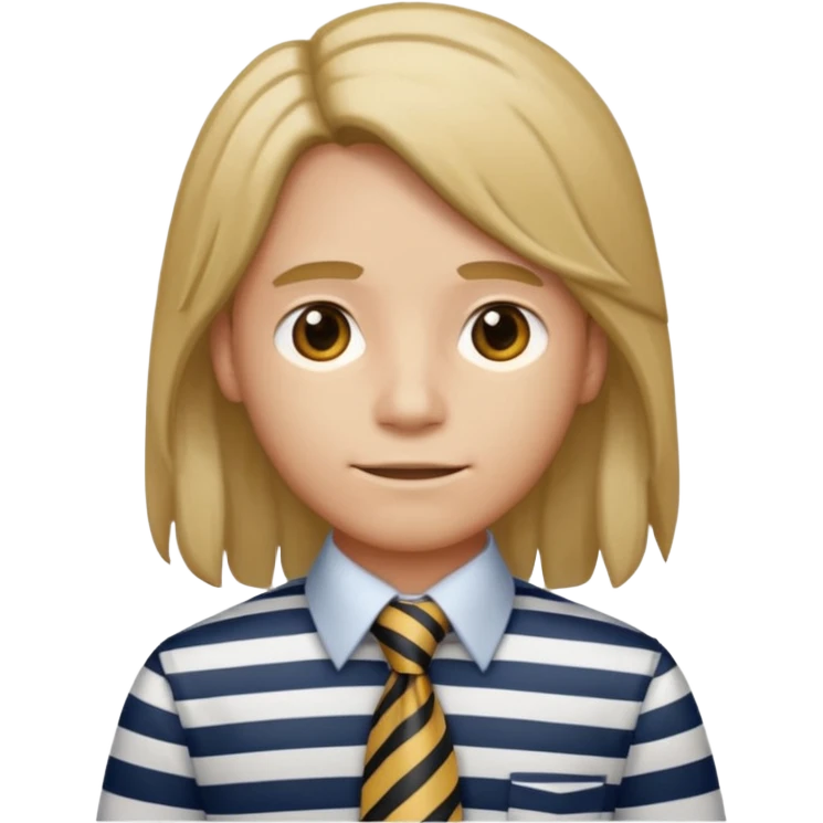 striped shirt with long hairand tie emoji
