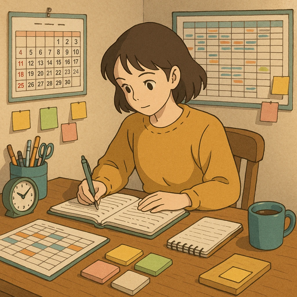 Productivity, organization, desk, notes, calendar, schedule emoji