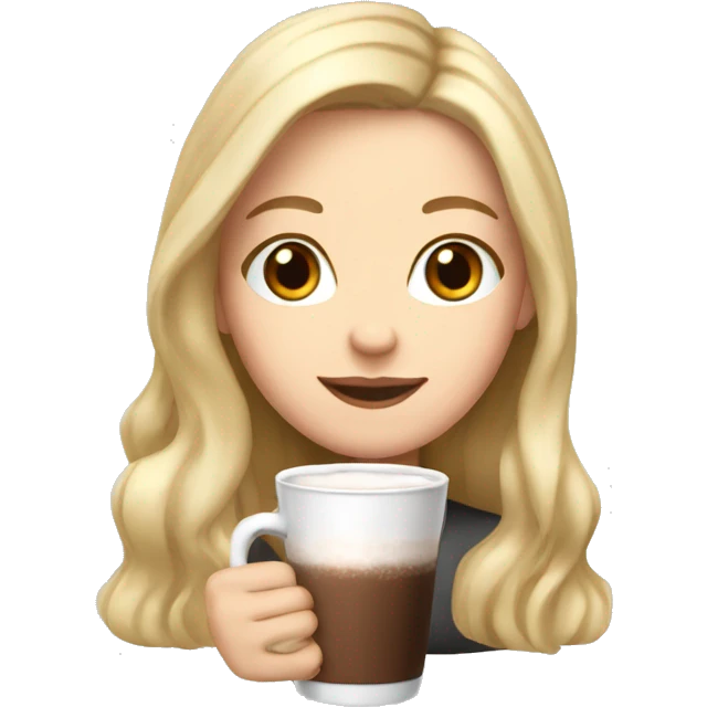 white girl with blonde long hair and a hot chocolate emoji