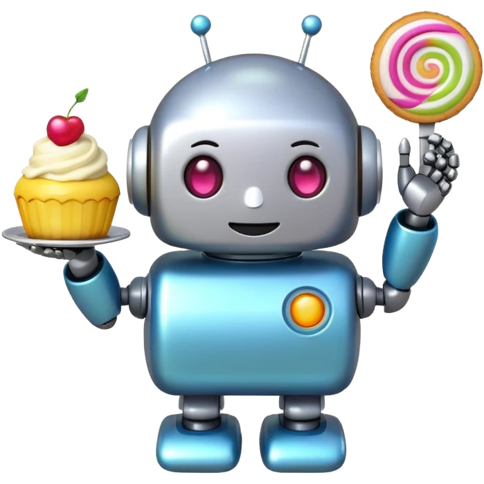 The cute robot and dessert, 3d emoji emoji