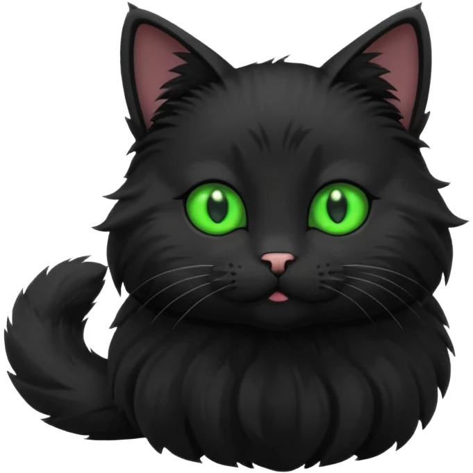 Cat with Fluffy Tails black emoji