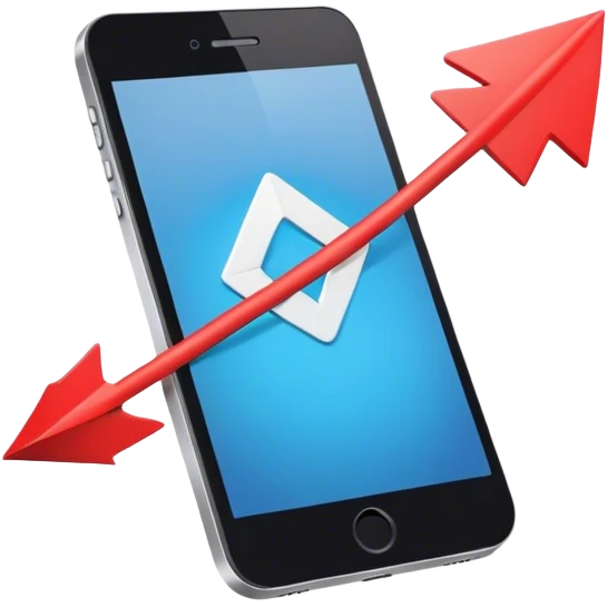 mobile phone and arrow coming out emoji