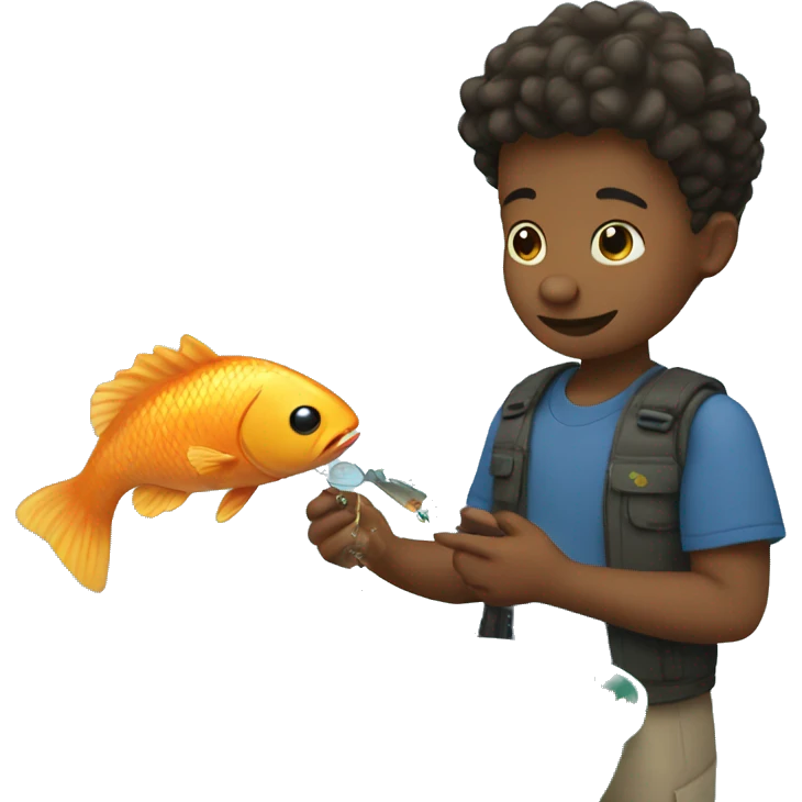 Create a boy feeding fish emoji