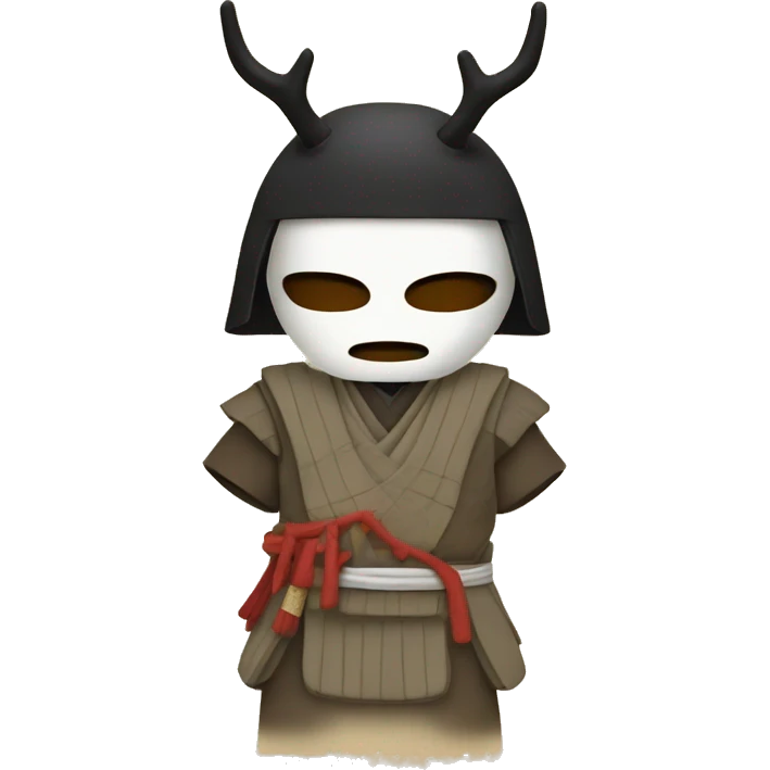 A samurai wears a deer mask that conceals his face. emoji