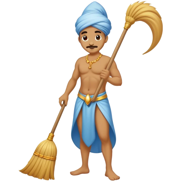 genie cleaning up, genie with a broom, genie sweeping the floor emoji