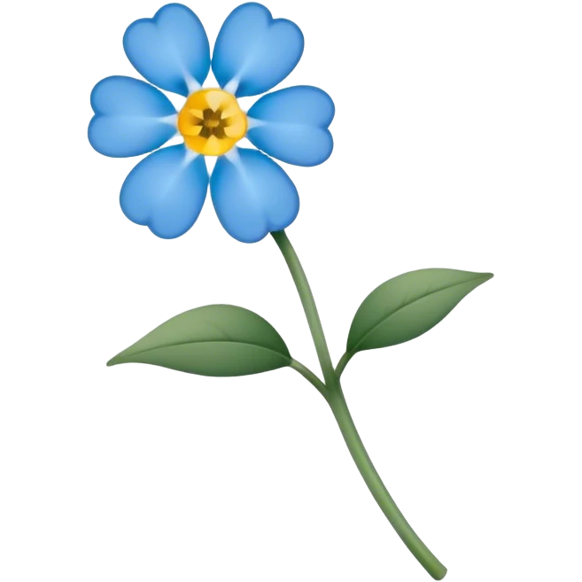 single blue Forget-Me-Not flower, straight stem emoji