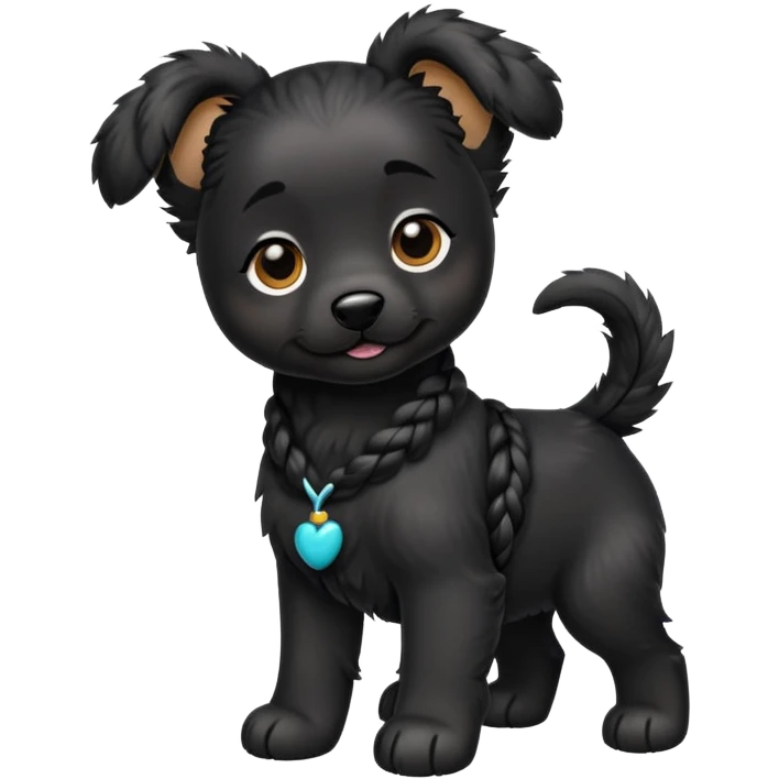Black puppy with braids emoji