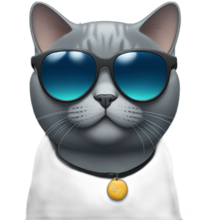 deep blue British Shorthair Cat with sunglasses use camera emoji