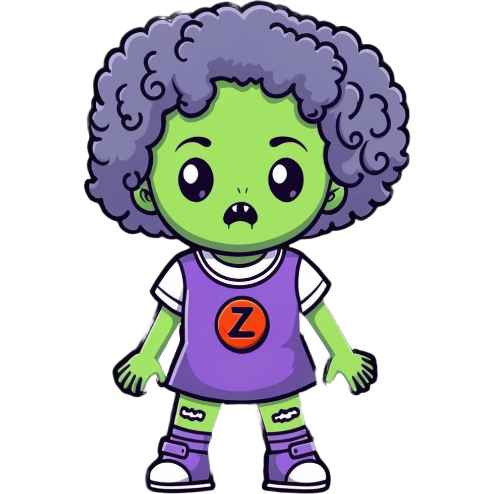zombie girl with curly hair emoji
