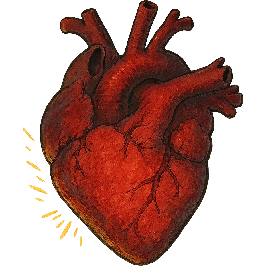 dramatic heart, ghibli style, no background emoji