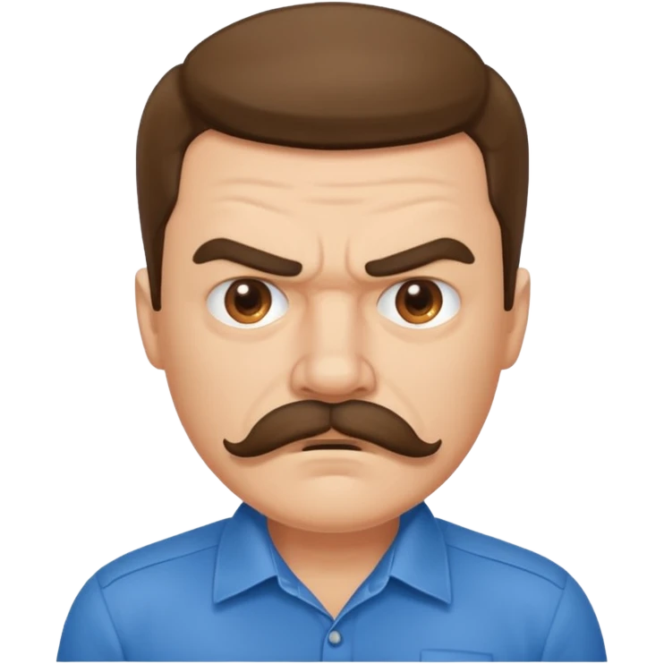 mustached angry man with shirt emoji