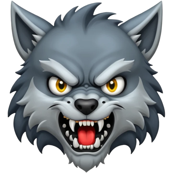 Lycan head, full moon, horror cartoon emoji, no background emoji