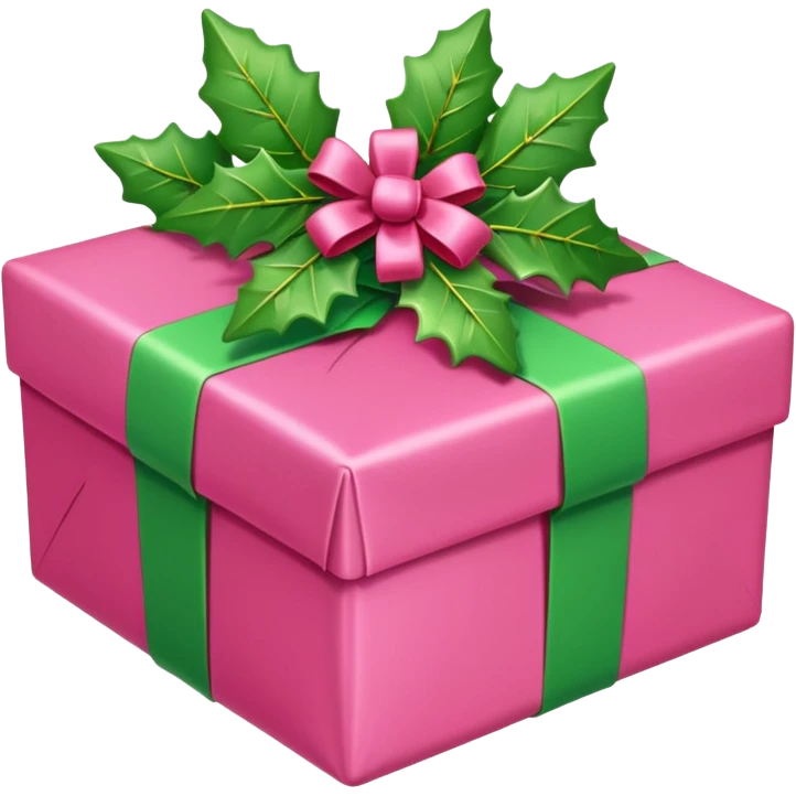 christmas gift with mistletoe magic color and peppermint pink bow emoji