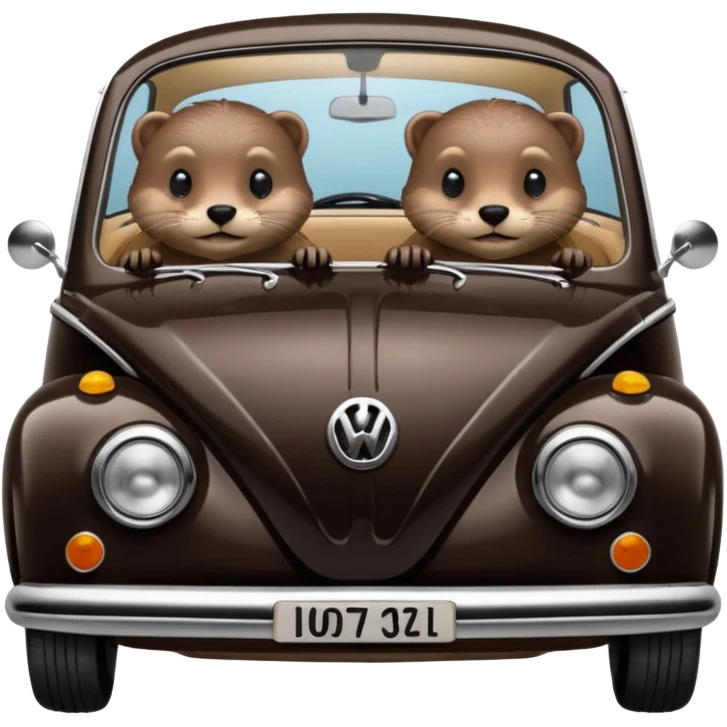 Two otters in a black Volkswagen  emoji